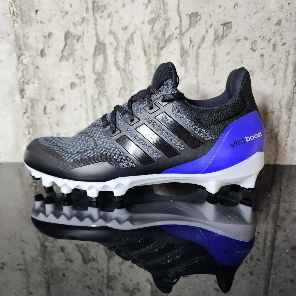 MSRP $180 Adidas Ultraboost Football Cleats Men's Size 10 Black Blue Boost